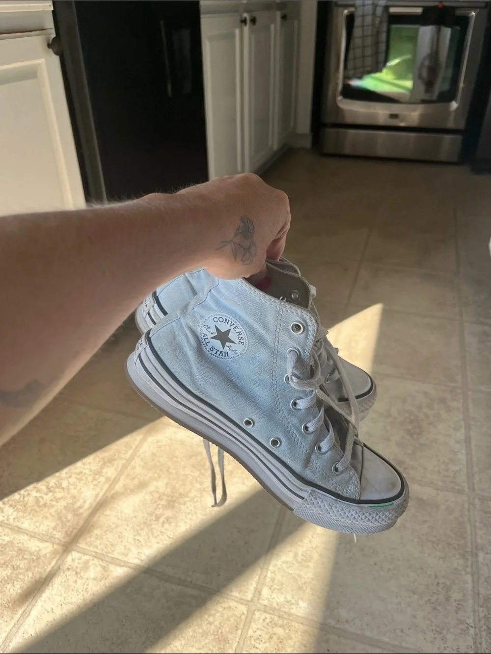 Converse High Top Sneakers - Pale Blue and White